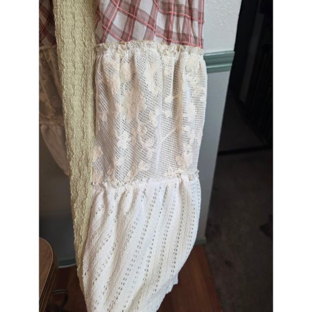 Fantastic Fawn Wide Leg Pants Women Size S Green Plaid Lace Patchwork Cool Girl - Picture 14 of 16